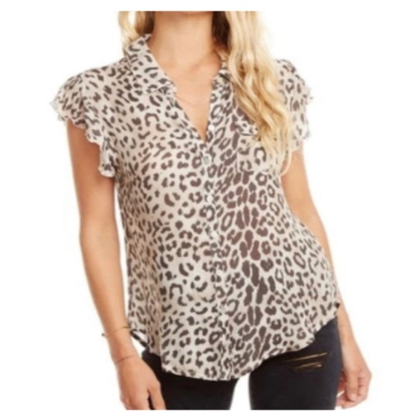 Chaser women silky animal print button up blouse - Picture 3 of 4